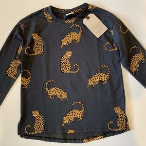 NWT Zara Girl Shirt Cheetah Leopard Size 9
